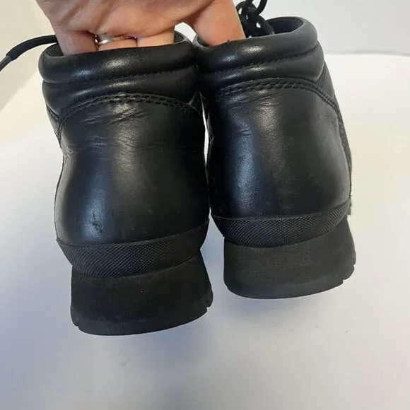 VTG Coach Women’s 7.5 Black Leather Monogram Hiking Boots Chunky Gorpcore Y2K - Picture 7 of 11